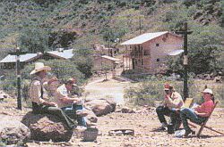Scouters relaxing at
                  Buffalo Scout Ranch