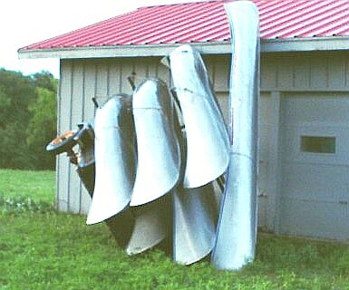 Canoe Trailer blowed against building