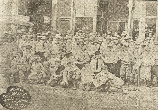Scouts in front of newspaper office - 1911