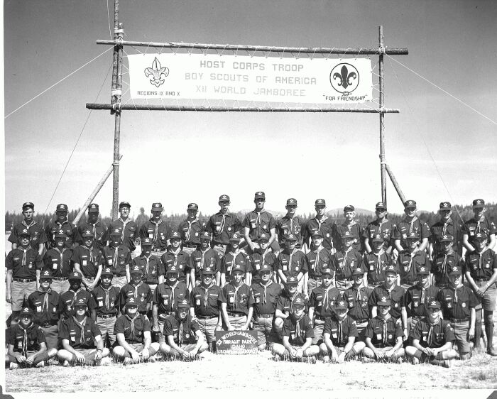 Group photo of Host Troop 59 at 1967 World Jamboree