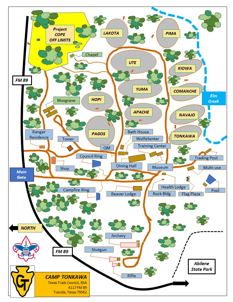 Map of Camp Tonkawa of Texas Trails Council